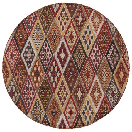 Safavieh 6 x 6 ft. Kilim Flat Weave Round Area Rug with Fringes, Red & Gold KLM726Q-6R